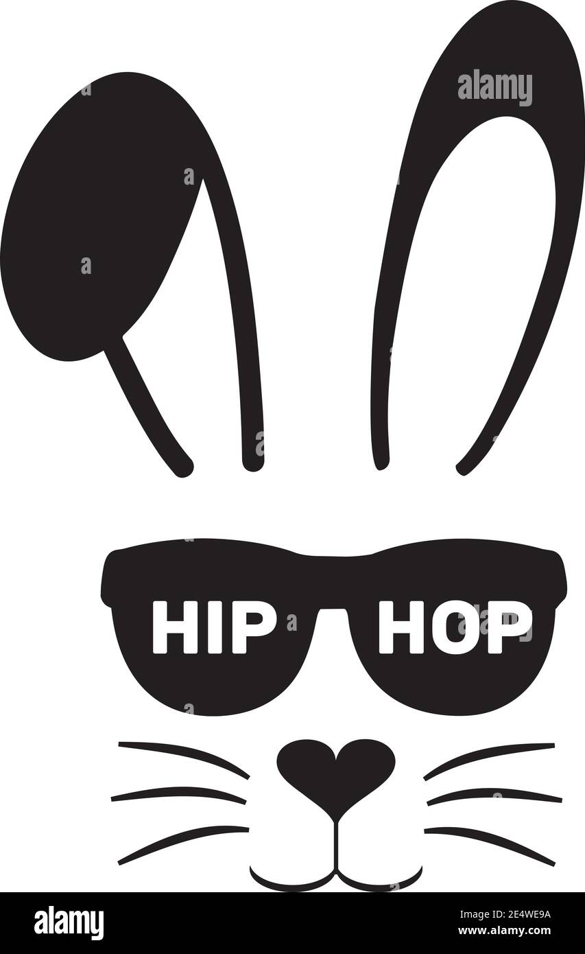 vector illustration of a cute hip hop bunny with sunglasses. Stock Vector