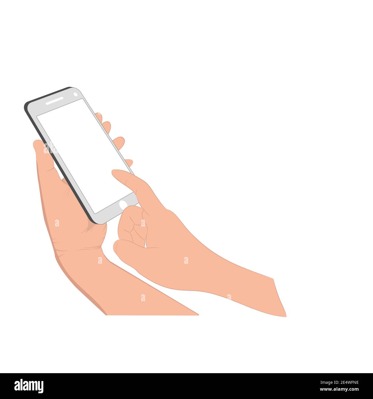image graphics hand hold smart phone isolated white background vector ...