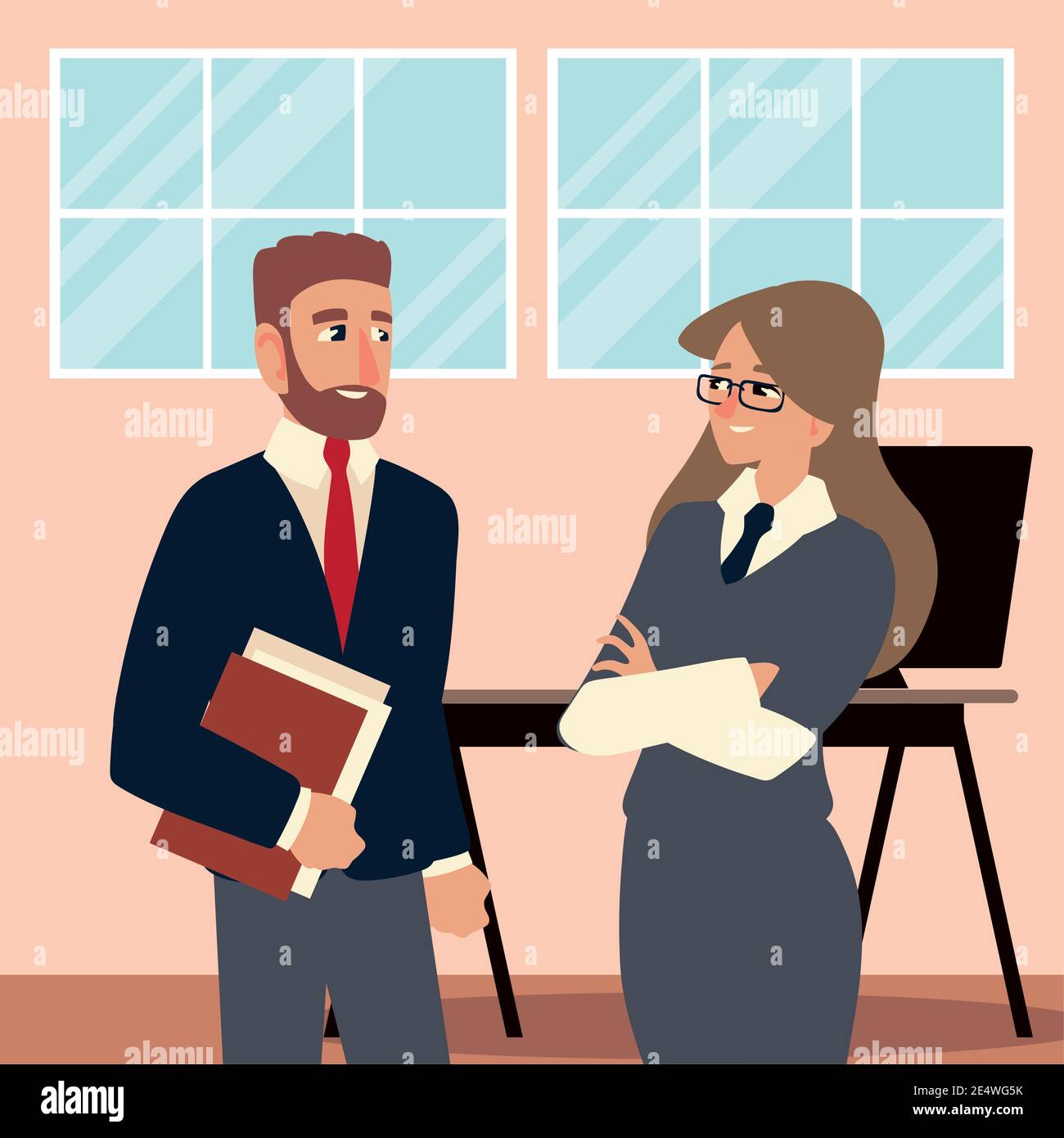 business people, business man and woman talking in the office vector ...
