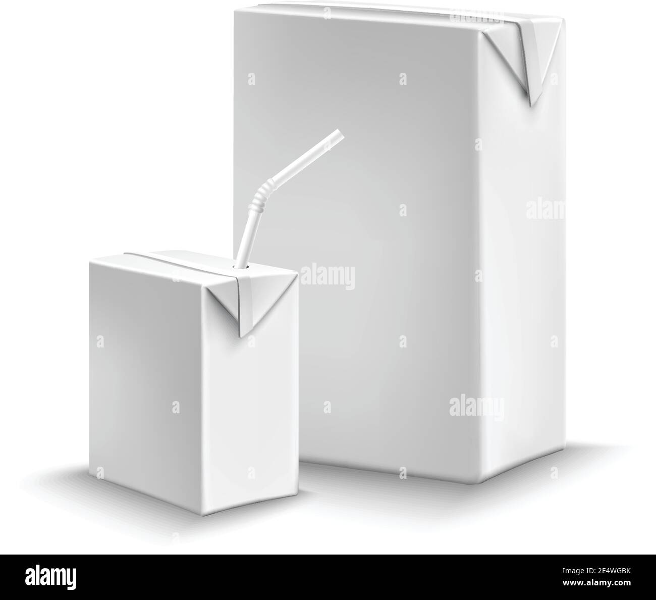 Juice or milk liquid package set with cardboard boxes with drinking