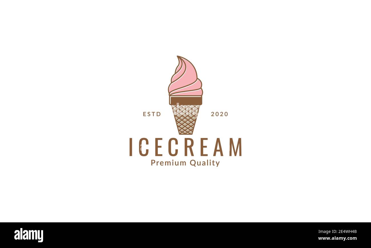 simple ice cream cup vintage line logo symbol icon vector graphic ...