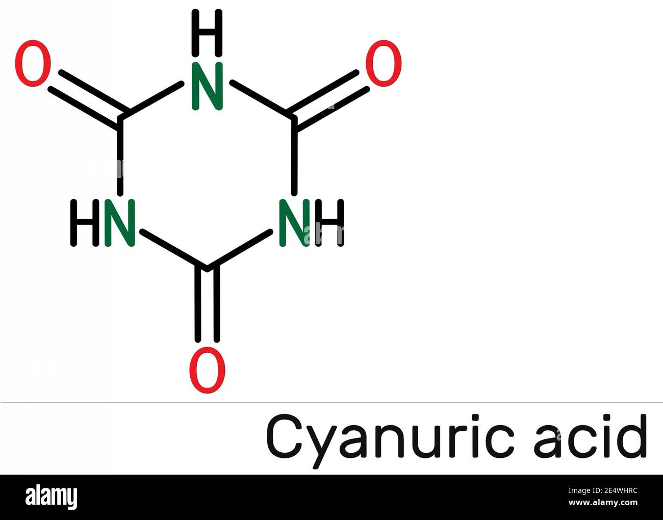 Cyanuric acid molecule. It is triazine, enol tautomer of isocyanuric acid.  Skeletal chemical formula. Illustration Stock Photo - Alamy