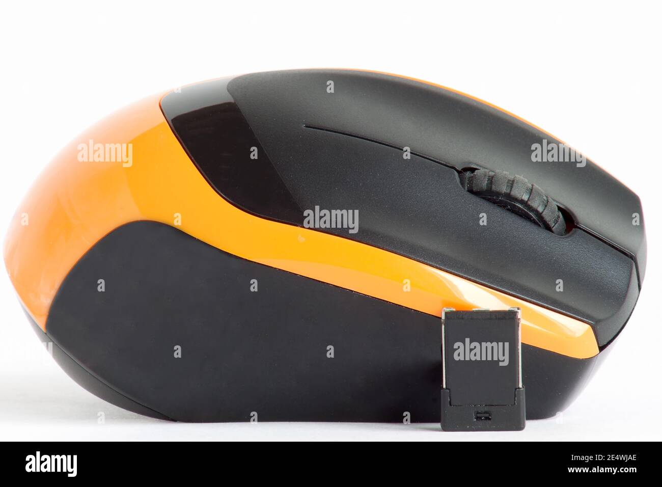 Modern wireless computer mouse Isolated on a white background. Close-up. Stock Photo