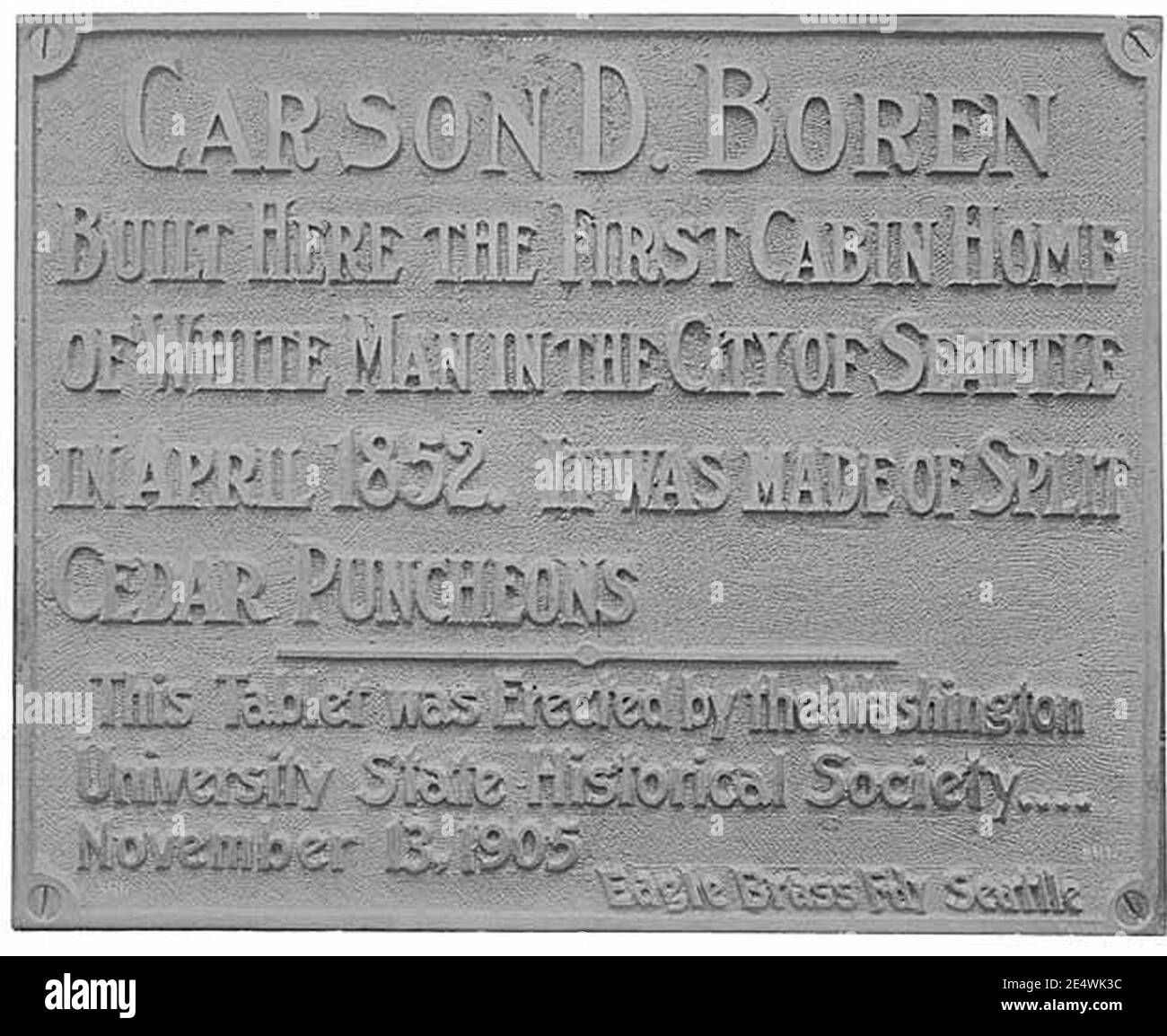 Memorial tablet for Carson D Boren, probably in Seattle, ca 1905 (PEISER 127). Stock Photo