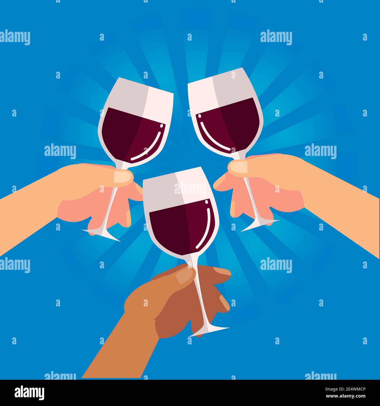 celebrating hands with wine glasses celebration, cheers vector ...