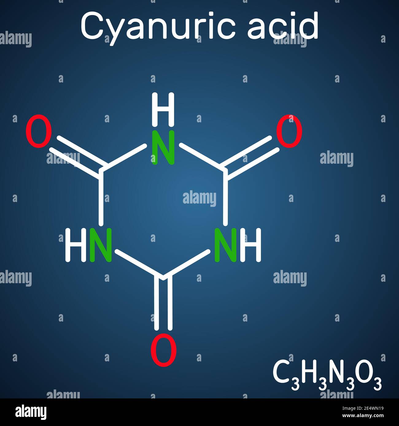 Cyanuric acid molecule. It is triazine, enol tautomer of isocyanuric acid. Structural chemical