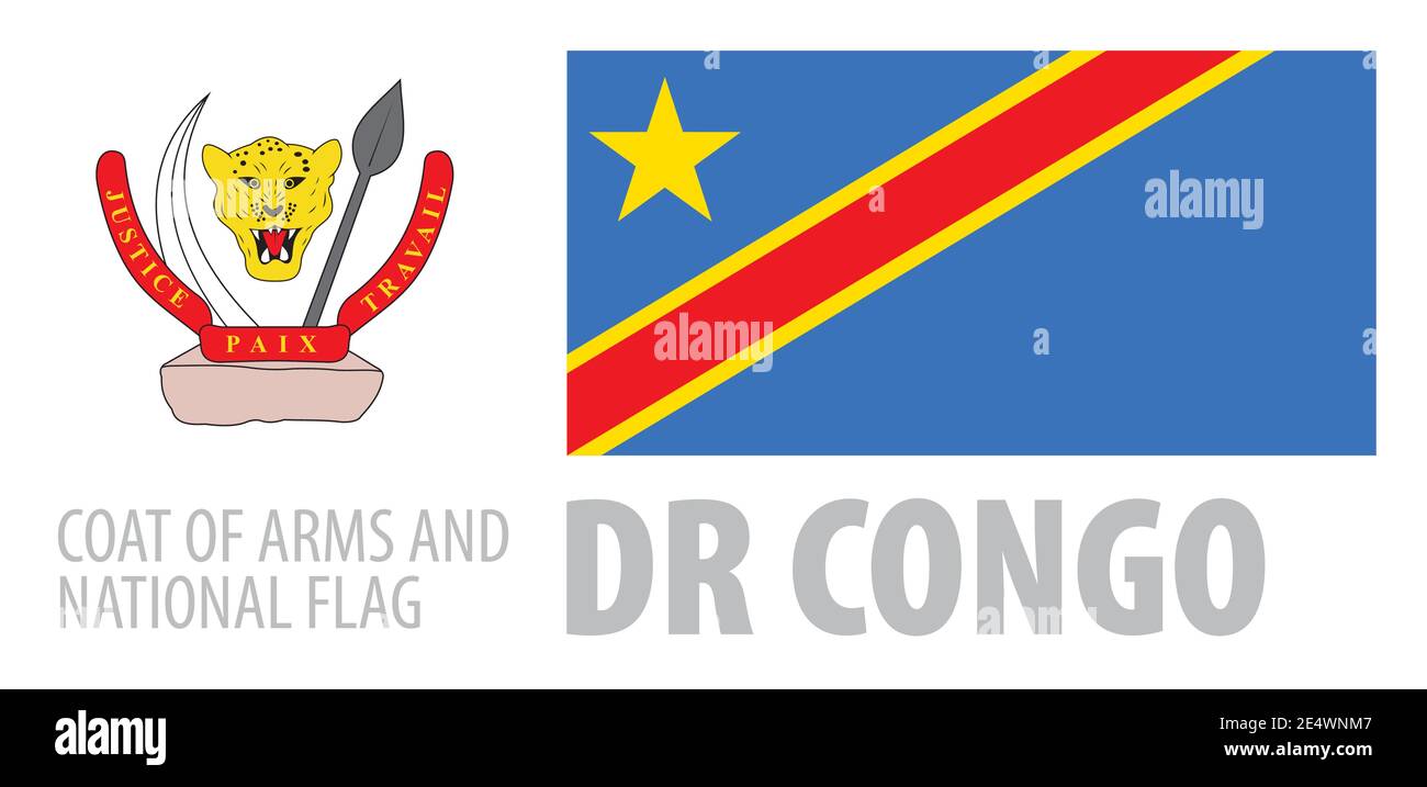 Vector set of the coat of arms and national flag of Congo Stock Vector
