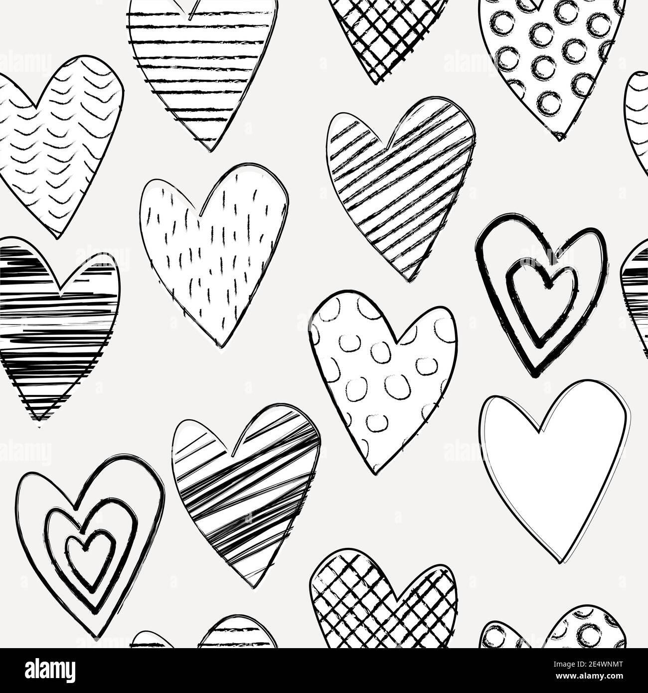 Seamless pattern with doodle hearts Stock Vector