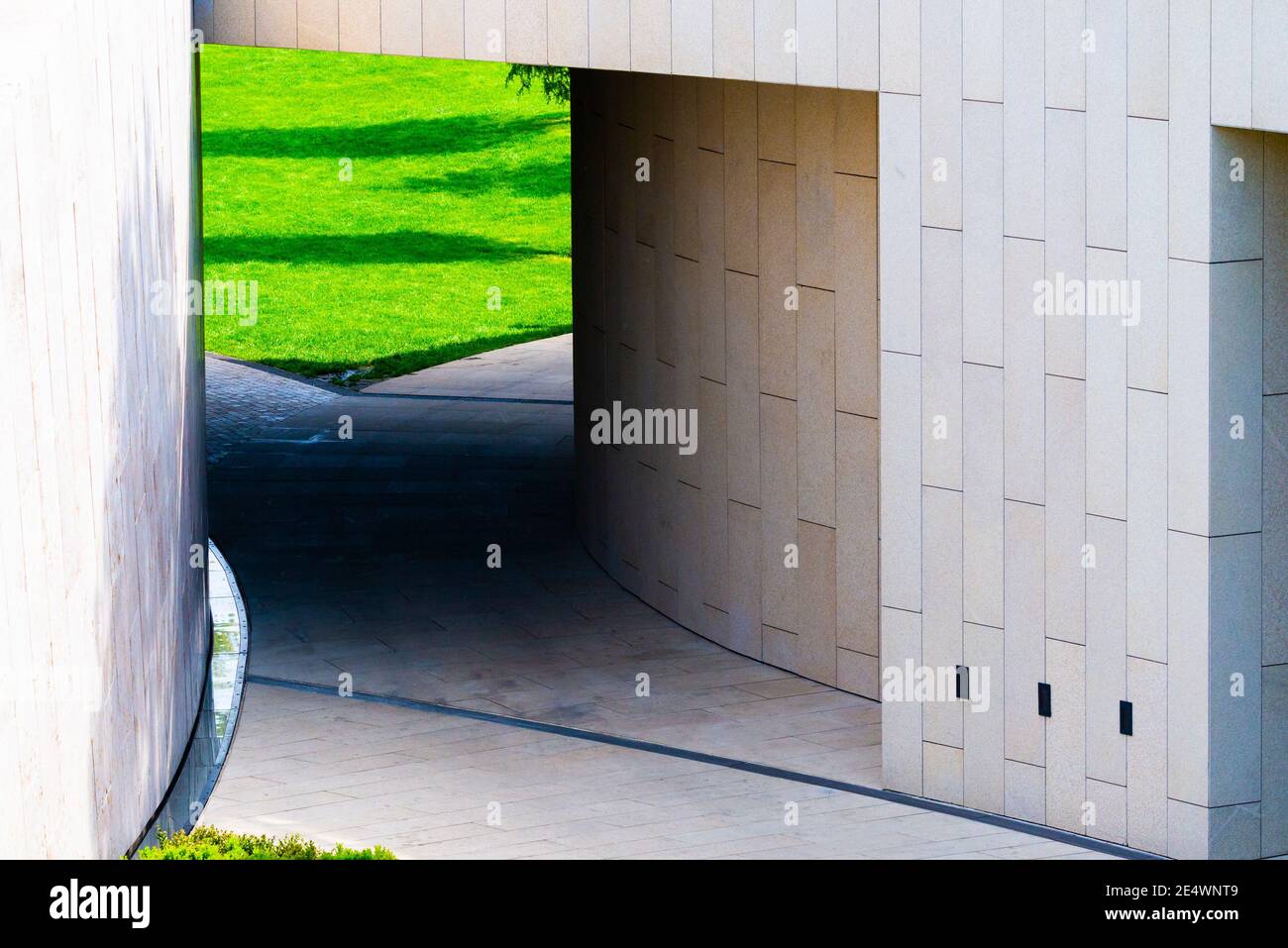 Minimal modern geometric architecture shape in city. Stock Photo