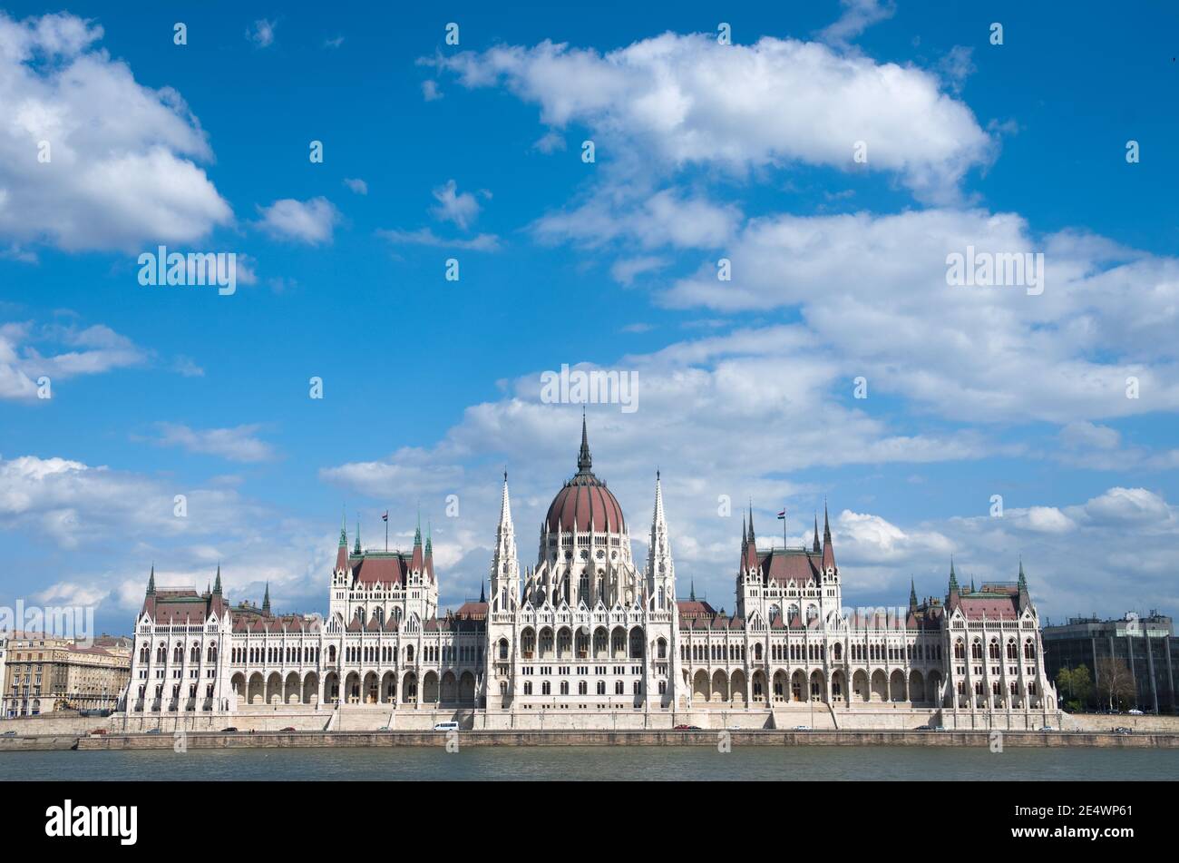 cloudscape on Hungarian Parliament, Budapest Stock Photo