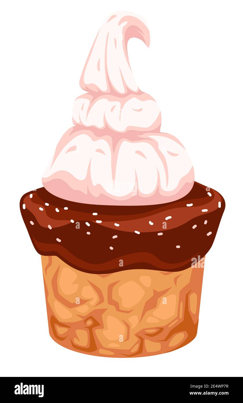 Dessert with mousse and chocolate on cookie vector Stock Vector