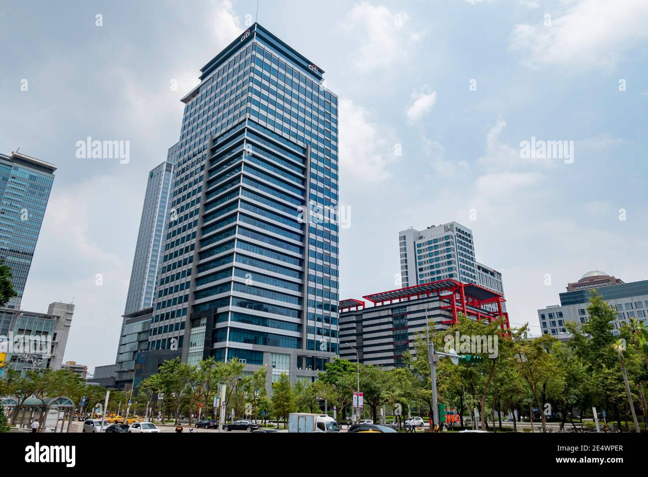 Taipei, AUG 2, 2017 - Morning sunny view of the Xinyi District area Stock Photo