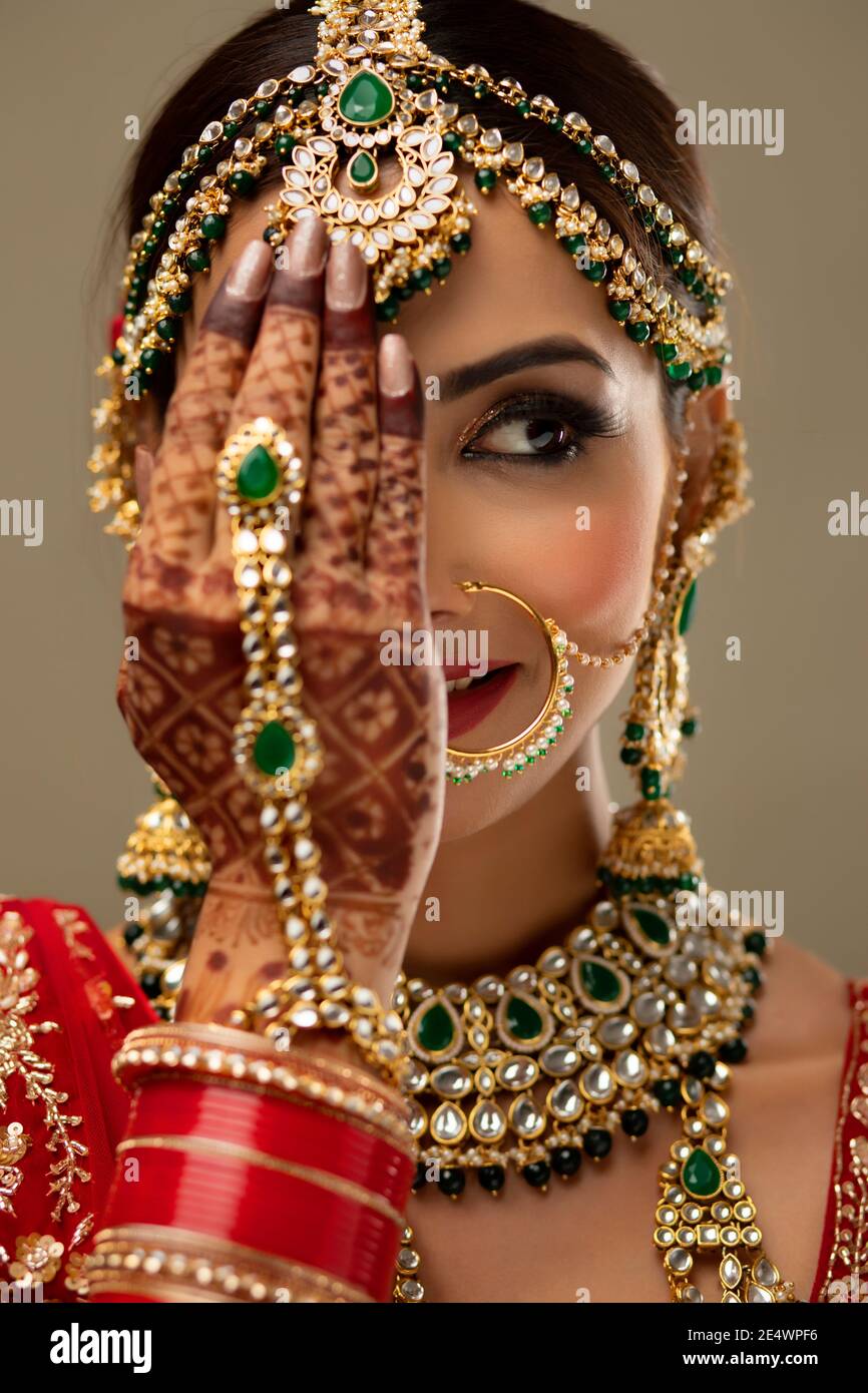 Portrait of a beautiful Indian Bride Stock Photo