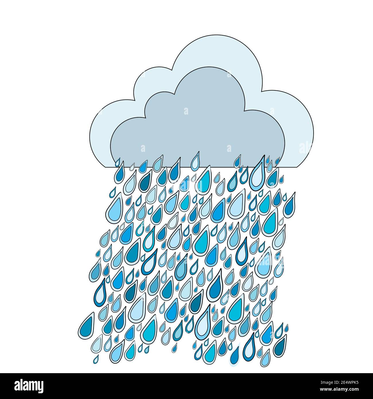 Doodle cloud and rain drops Stock Vector