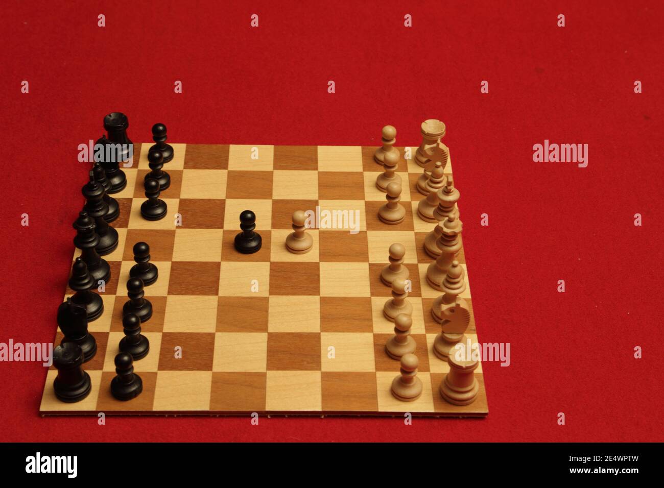 Chess Opening 1.e4 e5 Open Game or Double King's Pawn Opening Stock