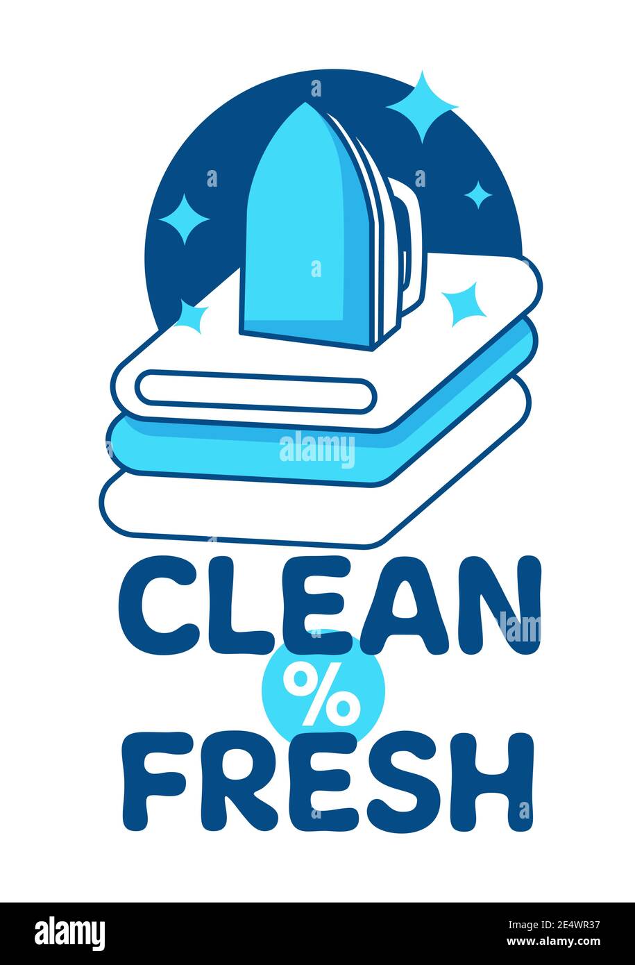 Clean and fresh clothes, ironing service label Stock Vector
