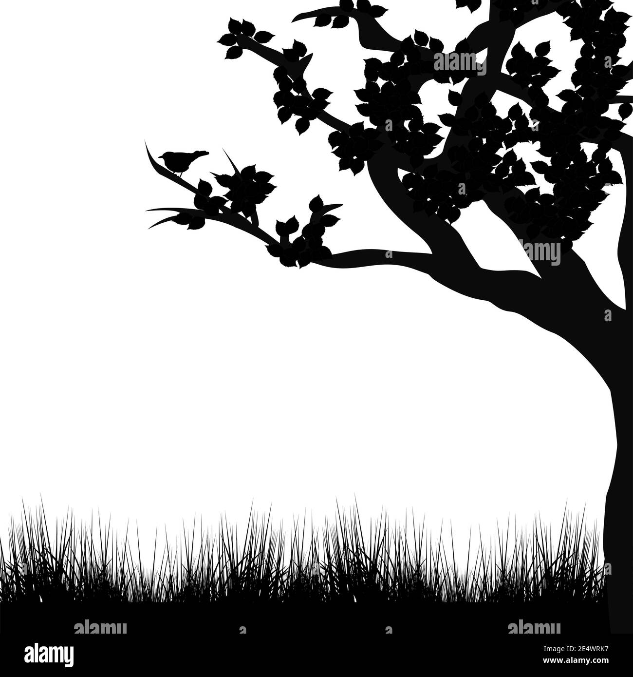 Silhouette of tree and grass Stock Vector Image & Art - Alamy