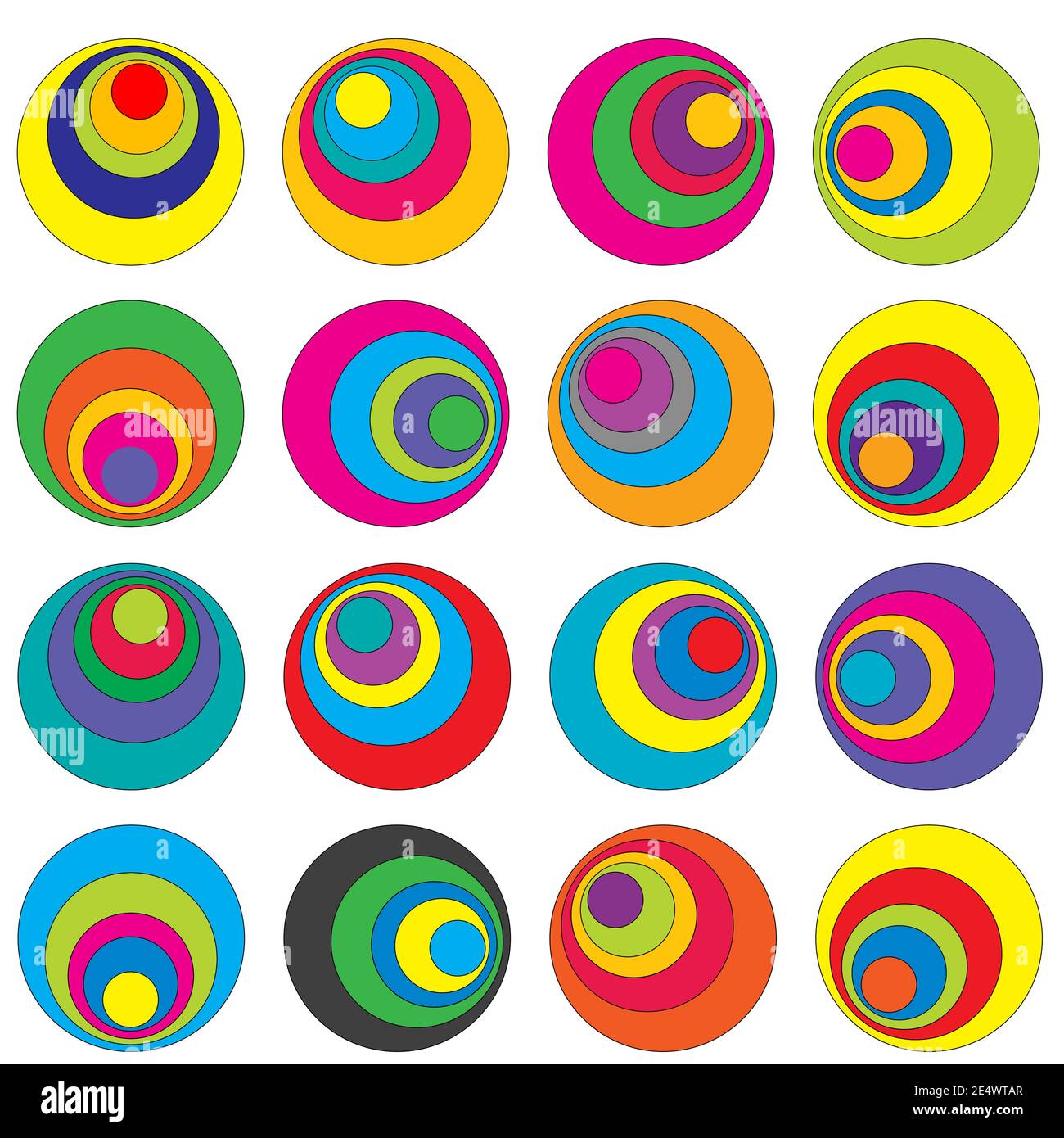 Abstract geometrical background with concentric colorful circles Stock Vector