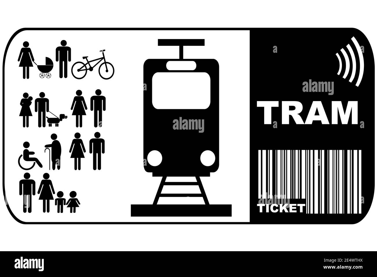 Tram ticket isolated on white background Stock Vector