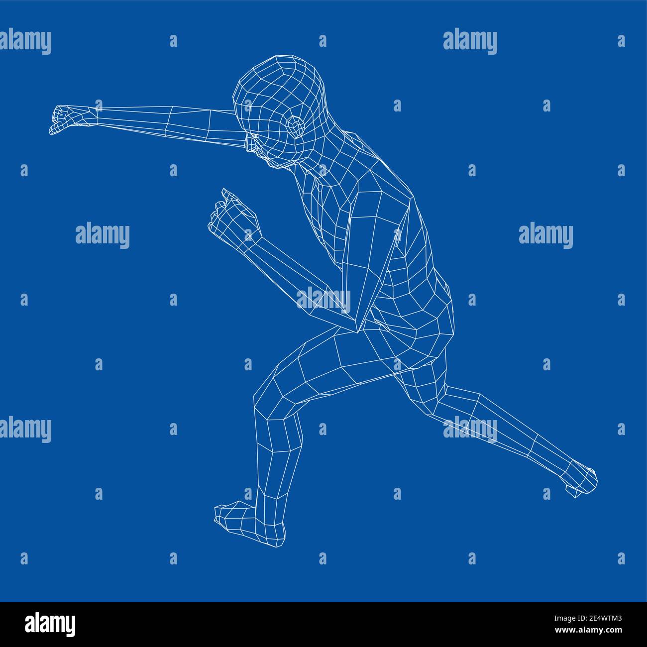 Abstract silhouette of a wireframe boxer fighter with boxing gloves on the  white background. Boxer is winner. Vector Stock Vector Image & Art - Alamy