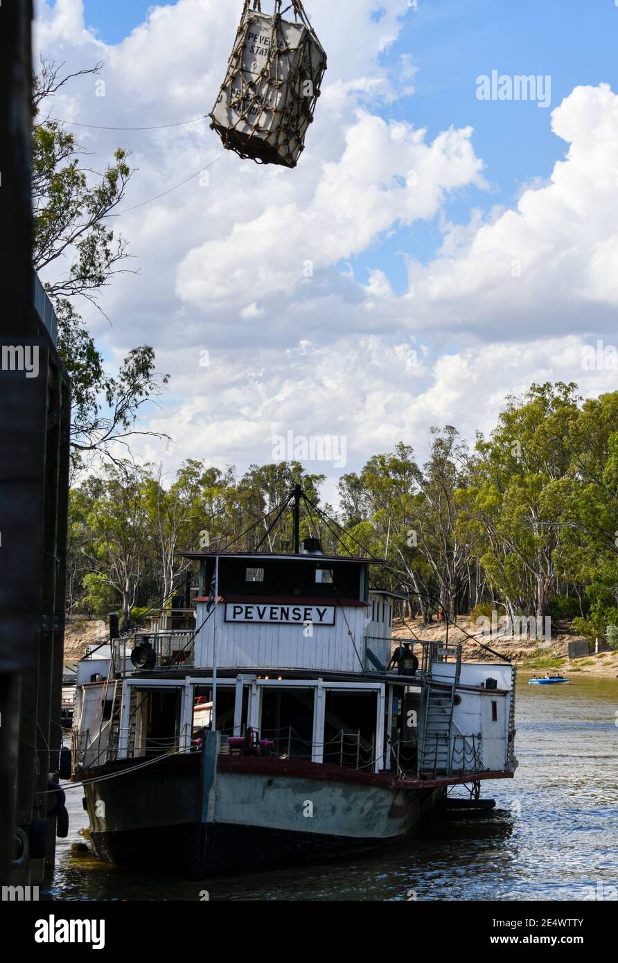 Paddle Steamers on a Sunny Day on the Murray River, Echuca, Victoria Australia Stock Photo