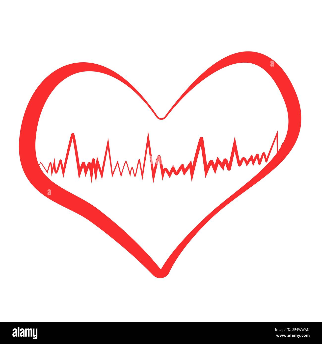 Red heart icon with sign heartbeat. Vector illustration. Heart sign in ...