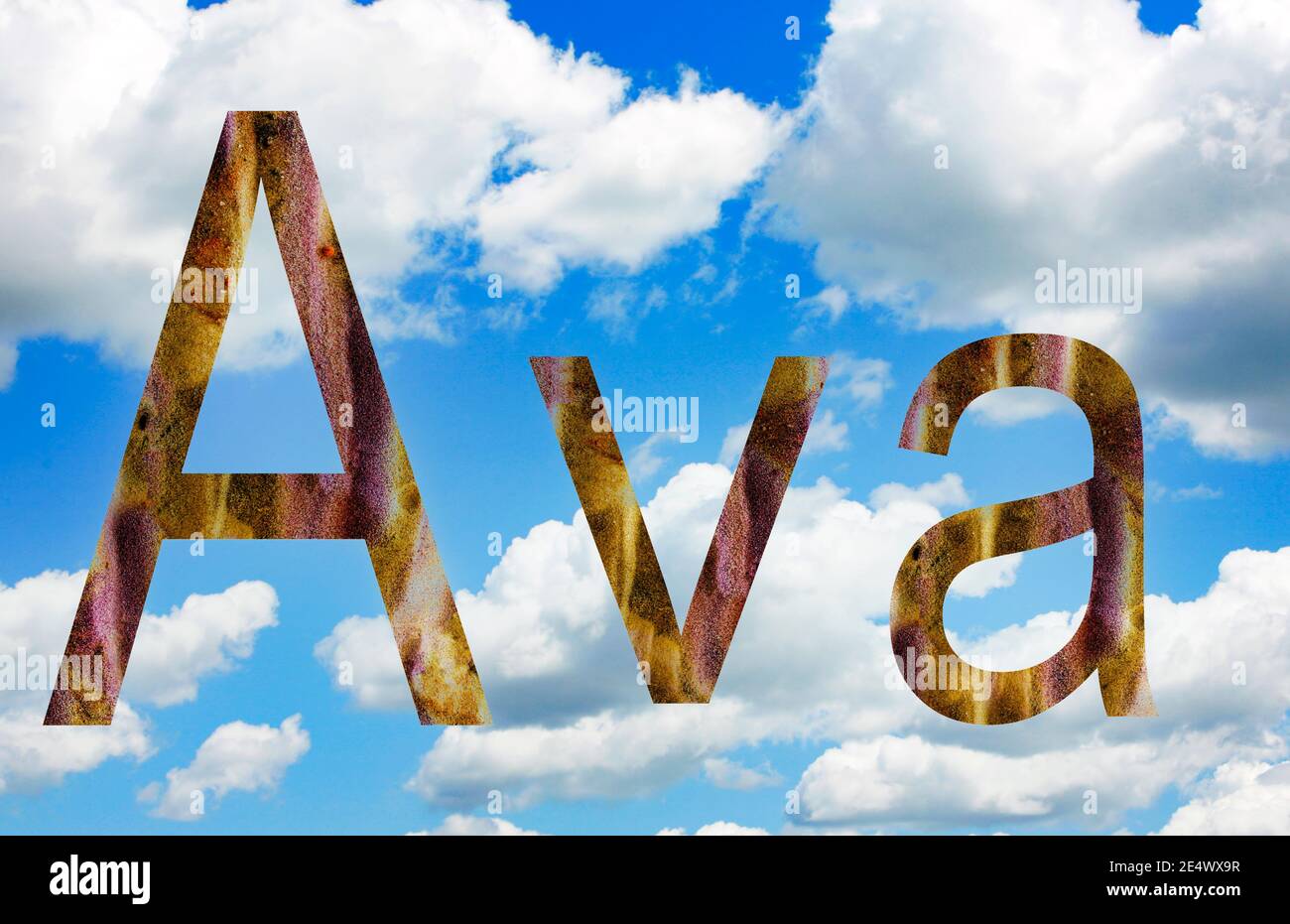 Name Ava in english surrounded by clouds background Stock Photo Alamy
