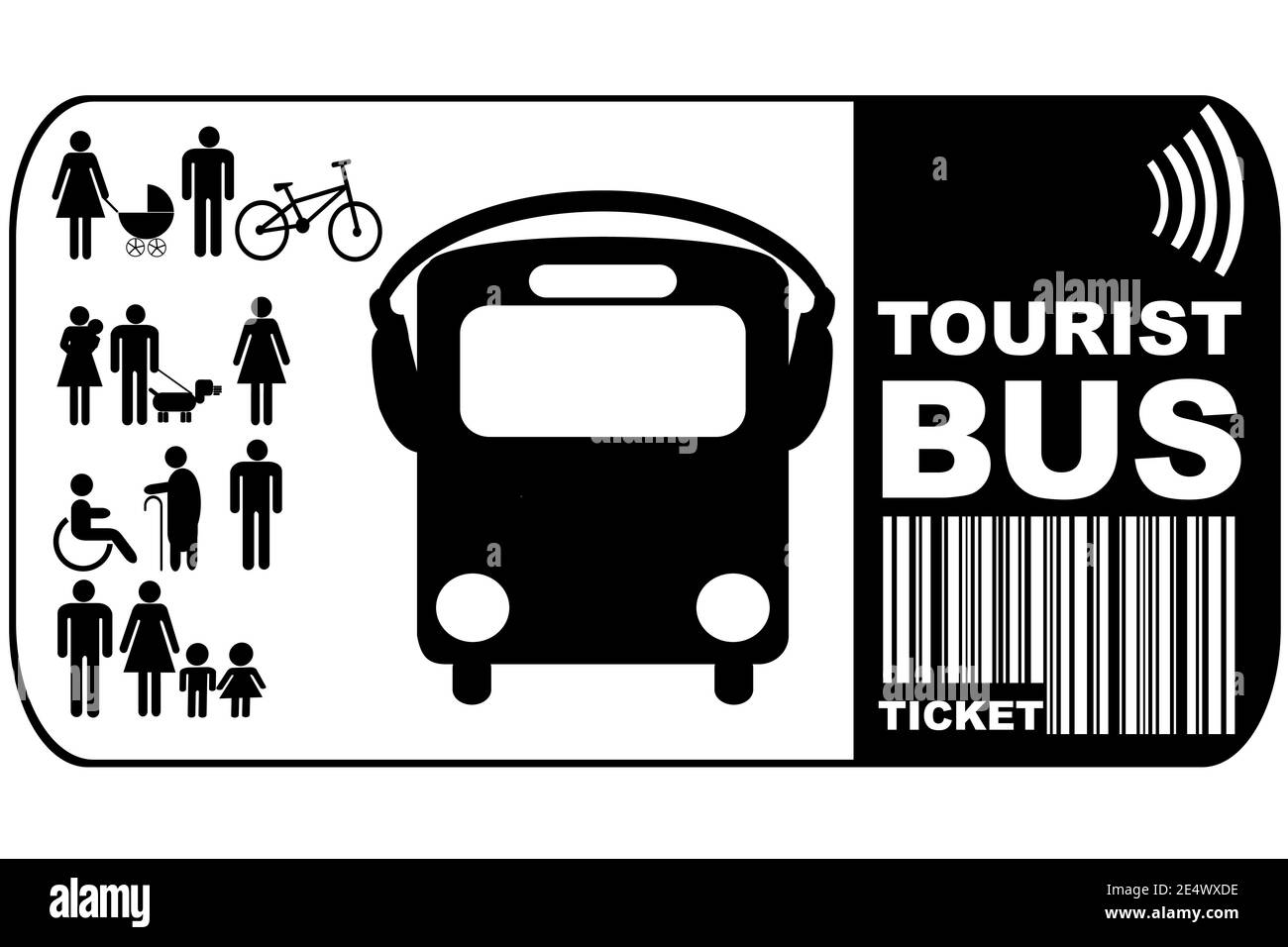 Tourist bus ticket isolated on white background Stock Vector