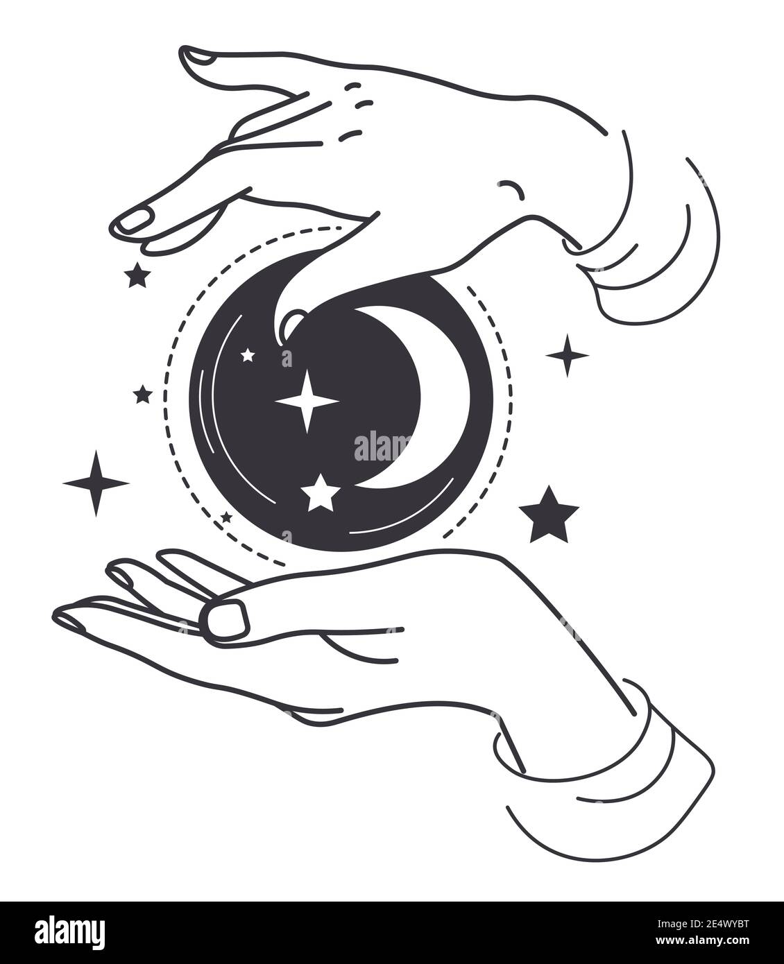 Hands with witch bauble future telling witchcraft Stock Vector