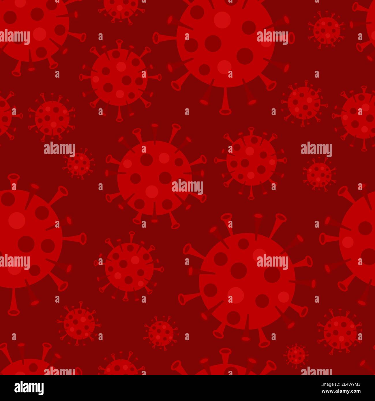 Stylized Coronavirus (Covid-19) seamless background over red background ...
