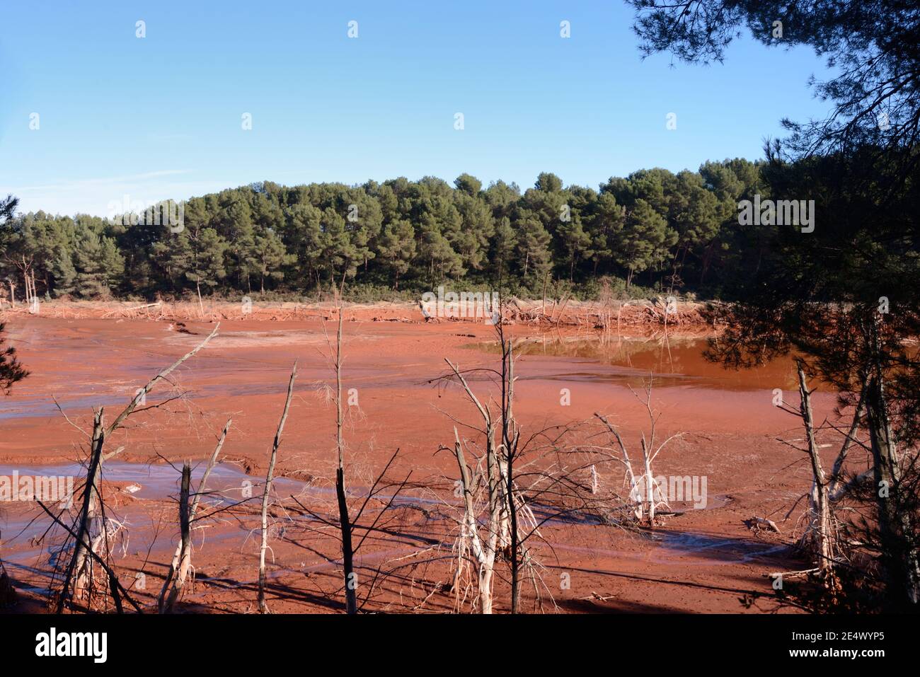 Bauxite Pollution or Residue Storage Area from Aluminum Factory Altéo