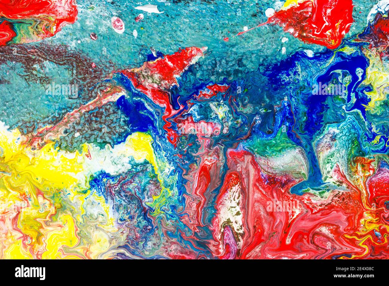 Abstract colorful fluid art painting background Stock Photo