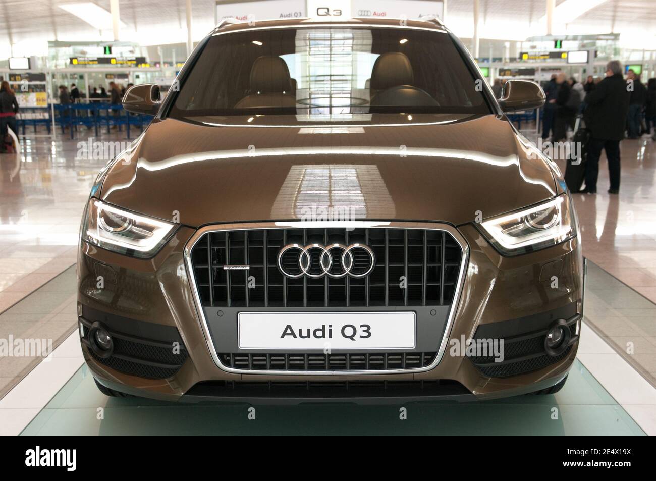 Barcelona, Spain December 12, 2011 front view of new Audi Q3 on display in airport of