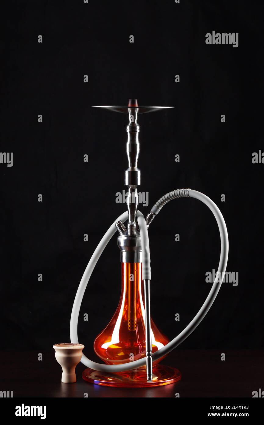 New hookah isolated on black background, copy space Stock Photo