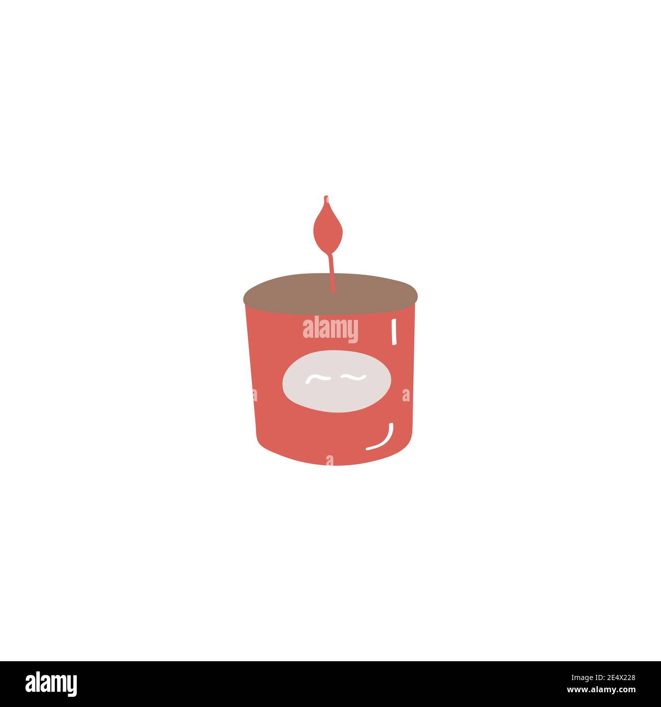Candle in candlestick icon. Doodle hand drawn flat colored vector icon Stock Vector