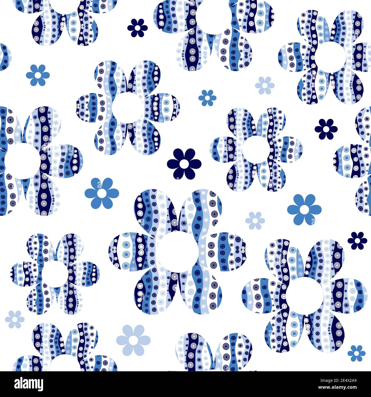 Seamless pattern with flowers in blue colors Stock Vector