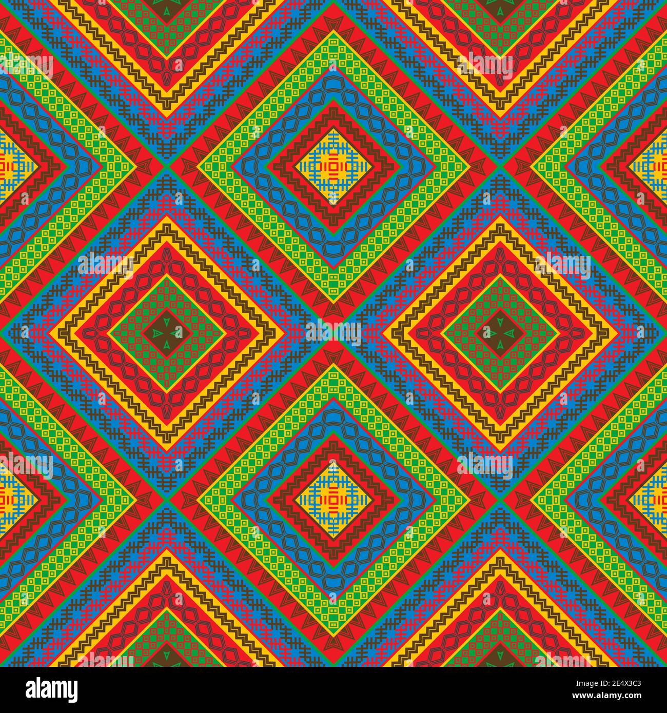 Colorful geometric decorative ethnic motifs seamless pattern Stock Vector