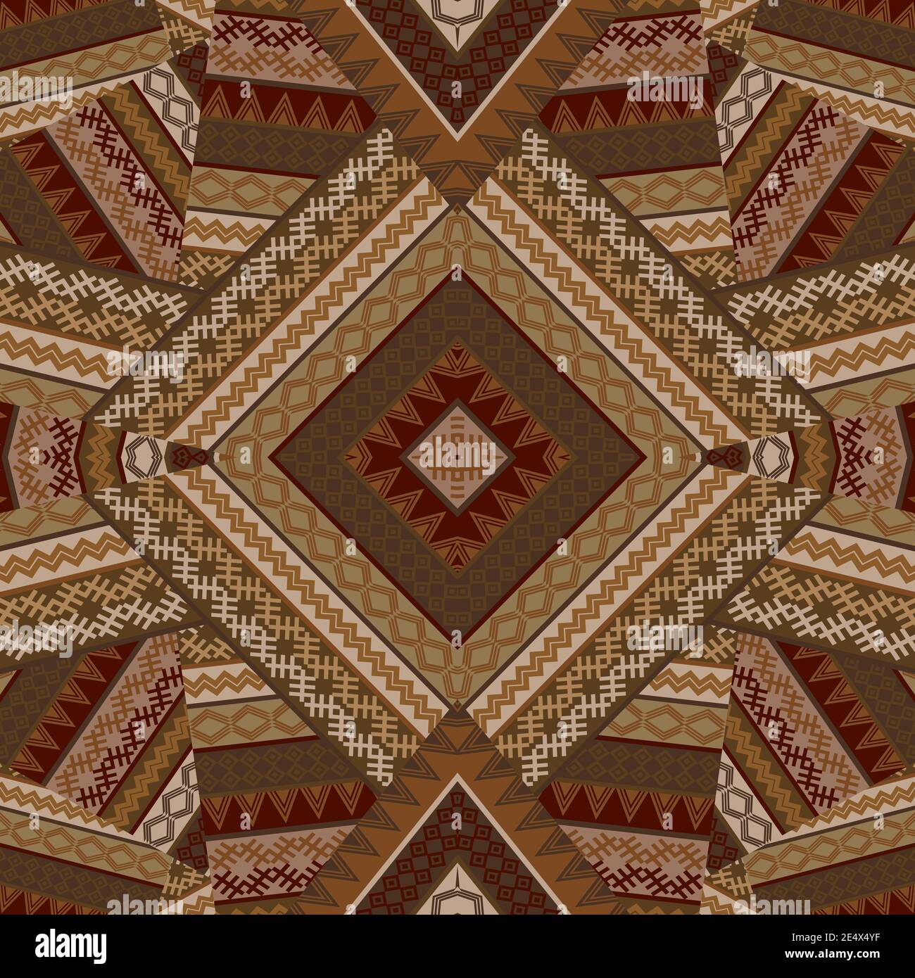 Creative seamless patchwork pattern with geometrical african motifs Stock Vector