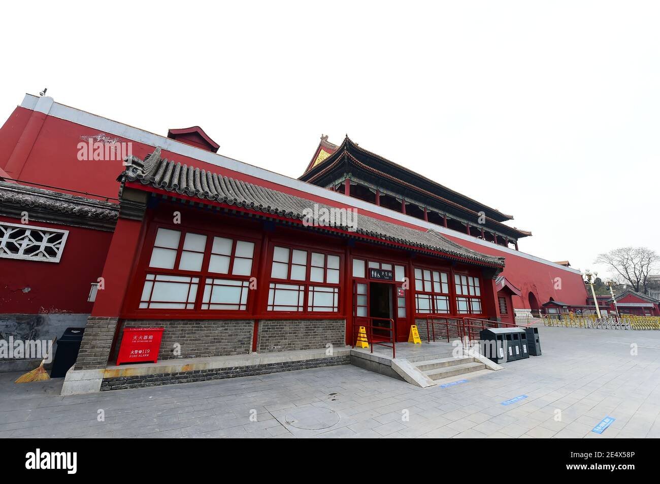 The exterior view of the newly finished toilet, which combines many traditional Chinese elements and is built like a traditional Chinese architecture, Stock Photo