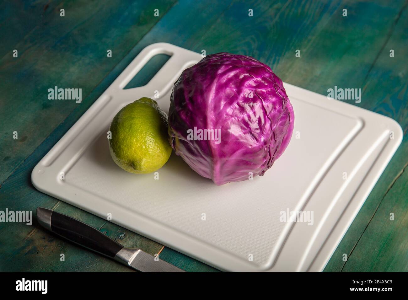 plastic chopping board with Knife Stock Photo Alamy