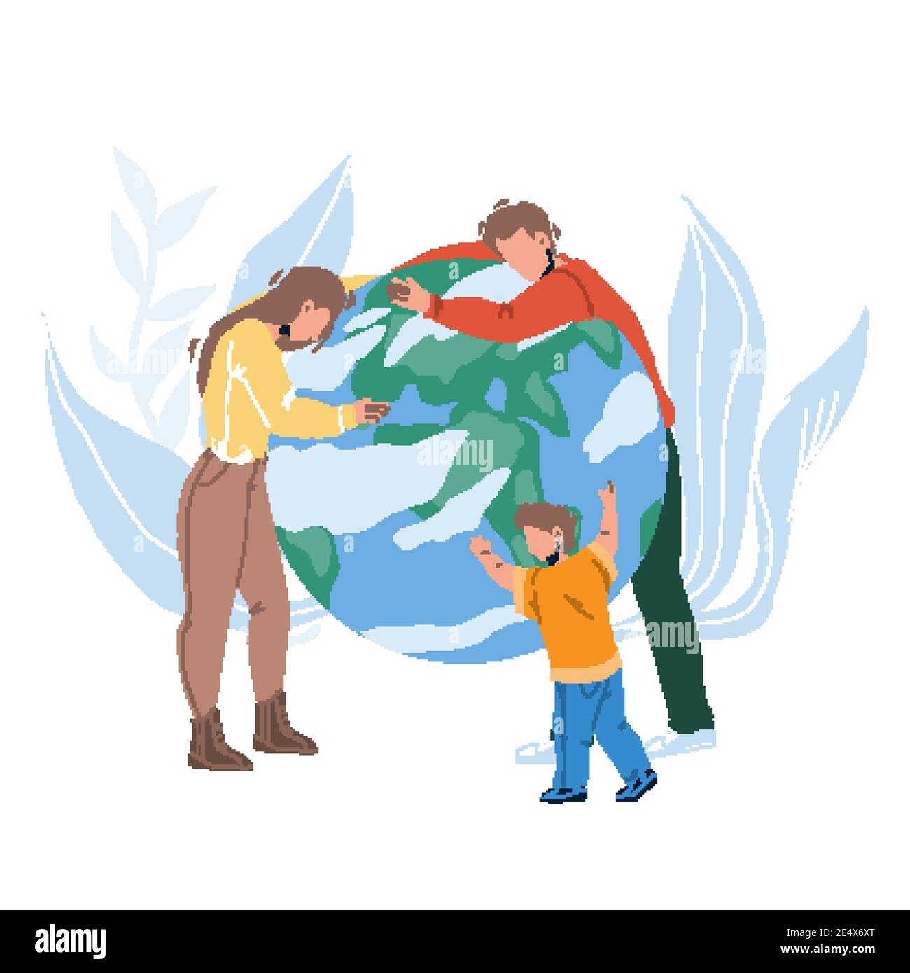 Save Planet And Nature Occupation Family Vector Stock Vector Image ...