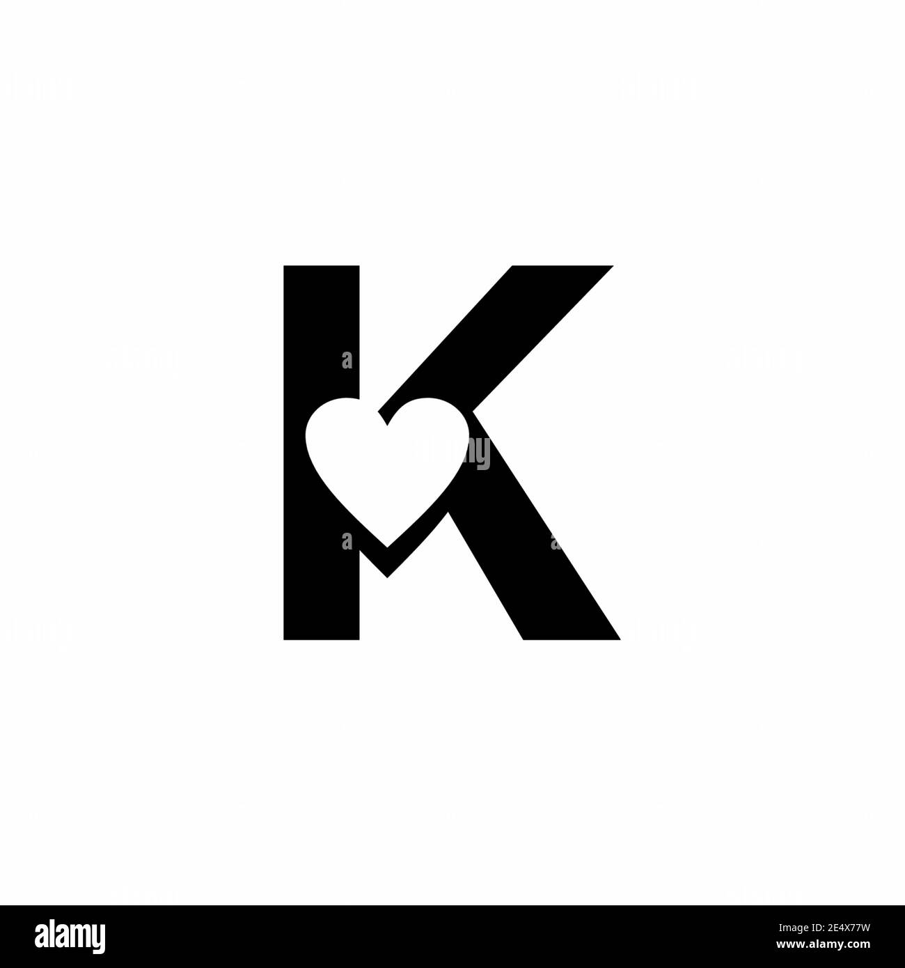 Black K letter with love sign logo vector template Stock Vector ...