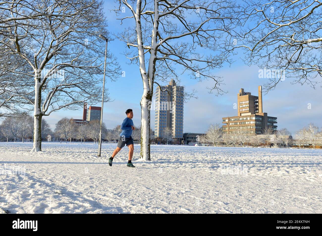 Leicester Leicestershire Uk 25th Jan 2021 Uk Weather Snow Snow Covers The Ground Outside King Power Stadium Home Of Leicester City Football Club Alex Hannam Alamy Live News Stock Photo Alamy