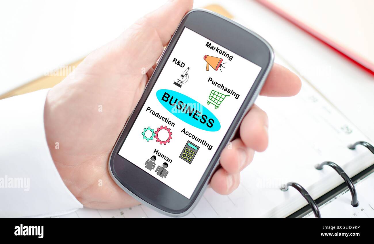Business structure concept shown on a smartphone screen Stock Photo
