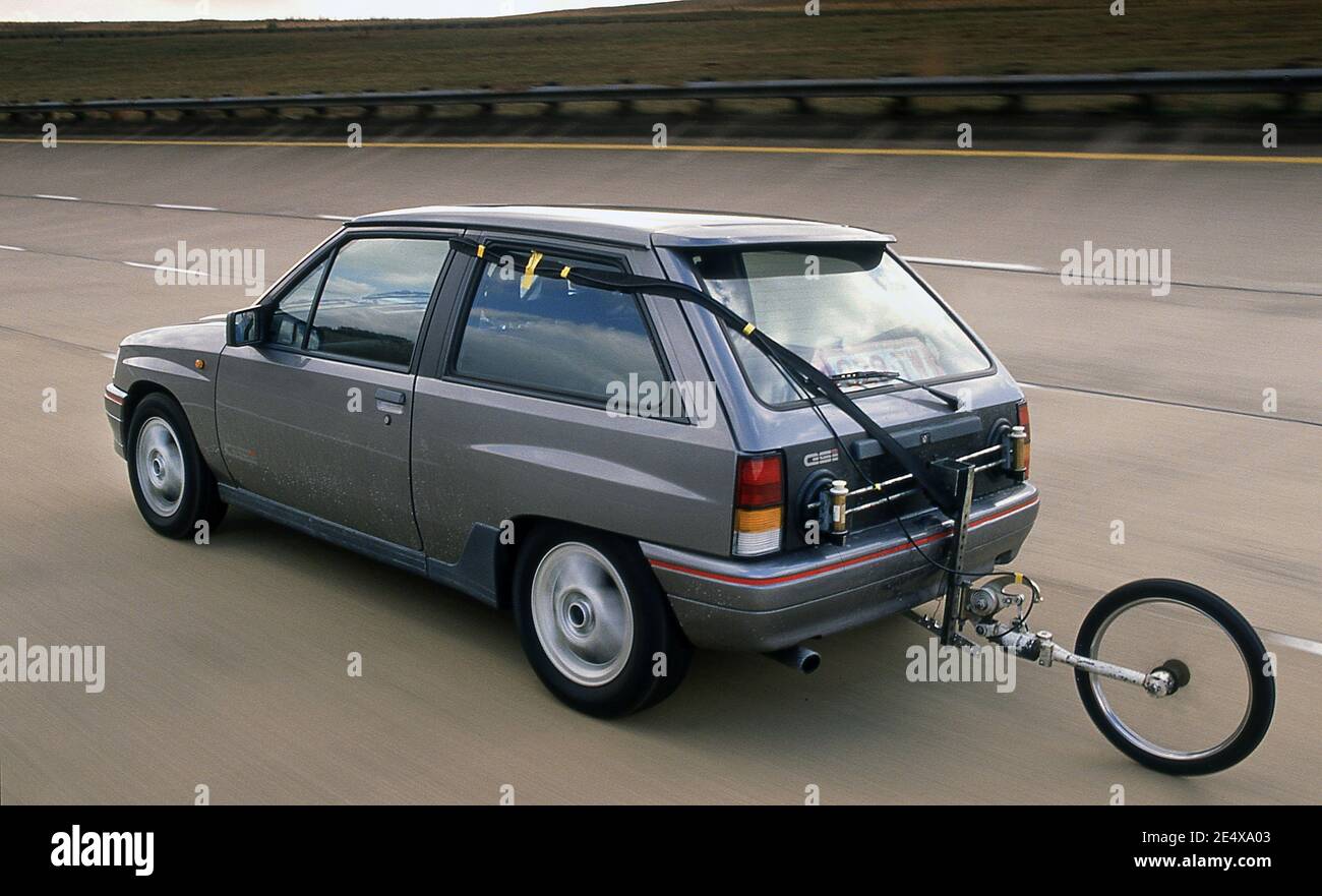 Testing Vauxhall Nova GSi at the Millbrook Proving Ground in UK 1992 Stock Photo