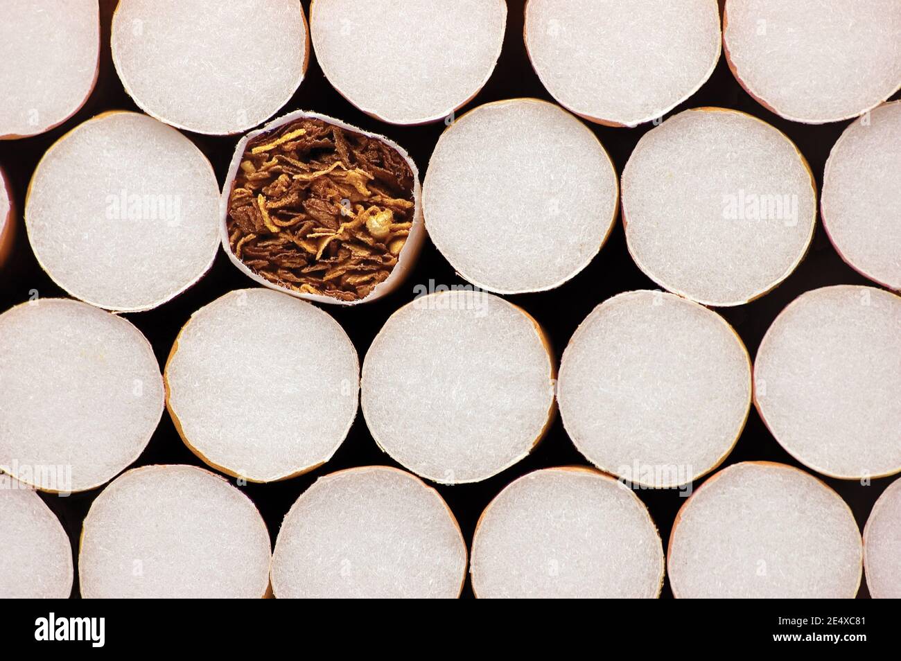 Stacked Filter Cigarettes, Macro Closeup Pattern, Smoking Addiction