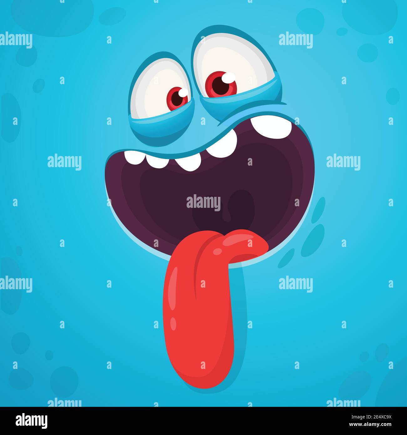 Funny cartoon monster face showing tongue. Vector Halloween monster ...