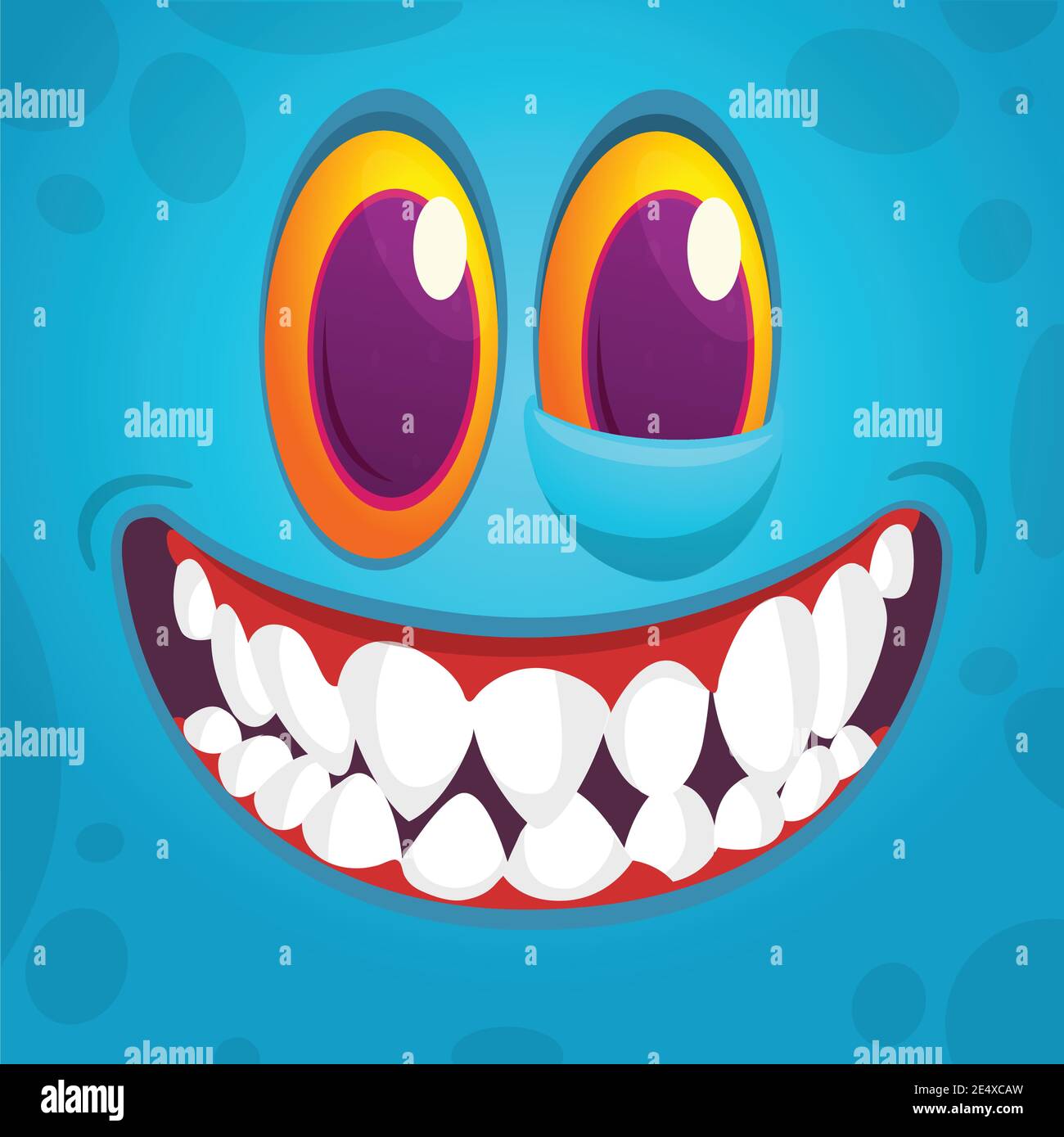 Funny cartoon monster face. Vector Halloween monster square avatar ...