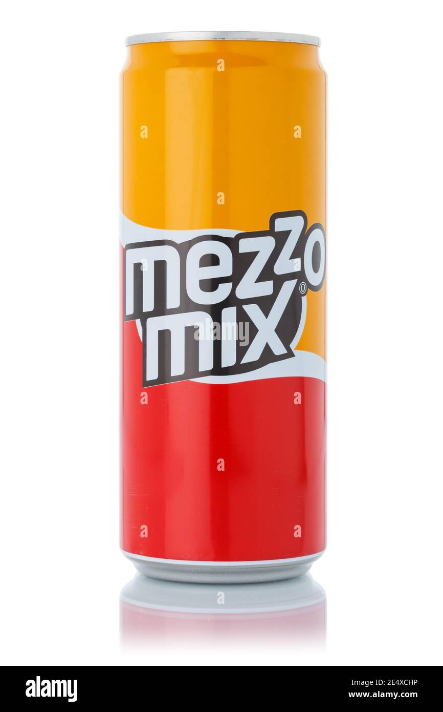 Stuttgart, Germany - January 12, 2021: Mezzo Mix lemonade soft drink in can  isolated on a white background in Stuttgart in Germany Stock Photo - Alamy