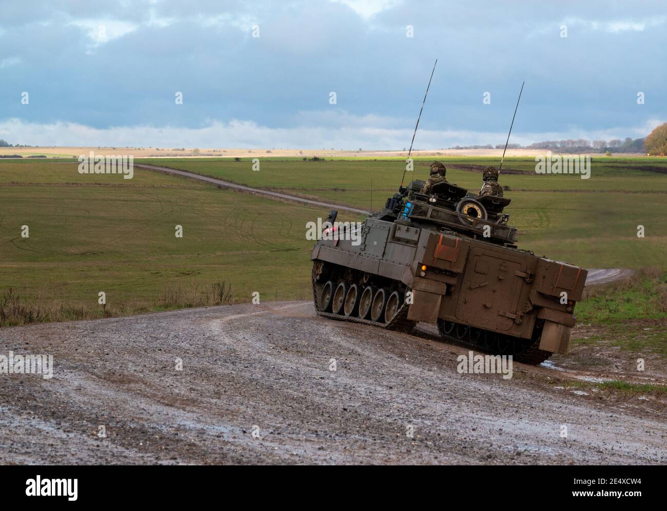 british army warrior tracked armoured vehicle on maneuvers in a show of